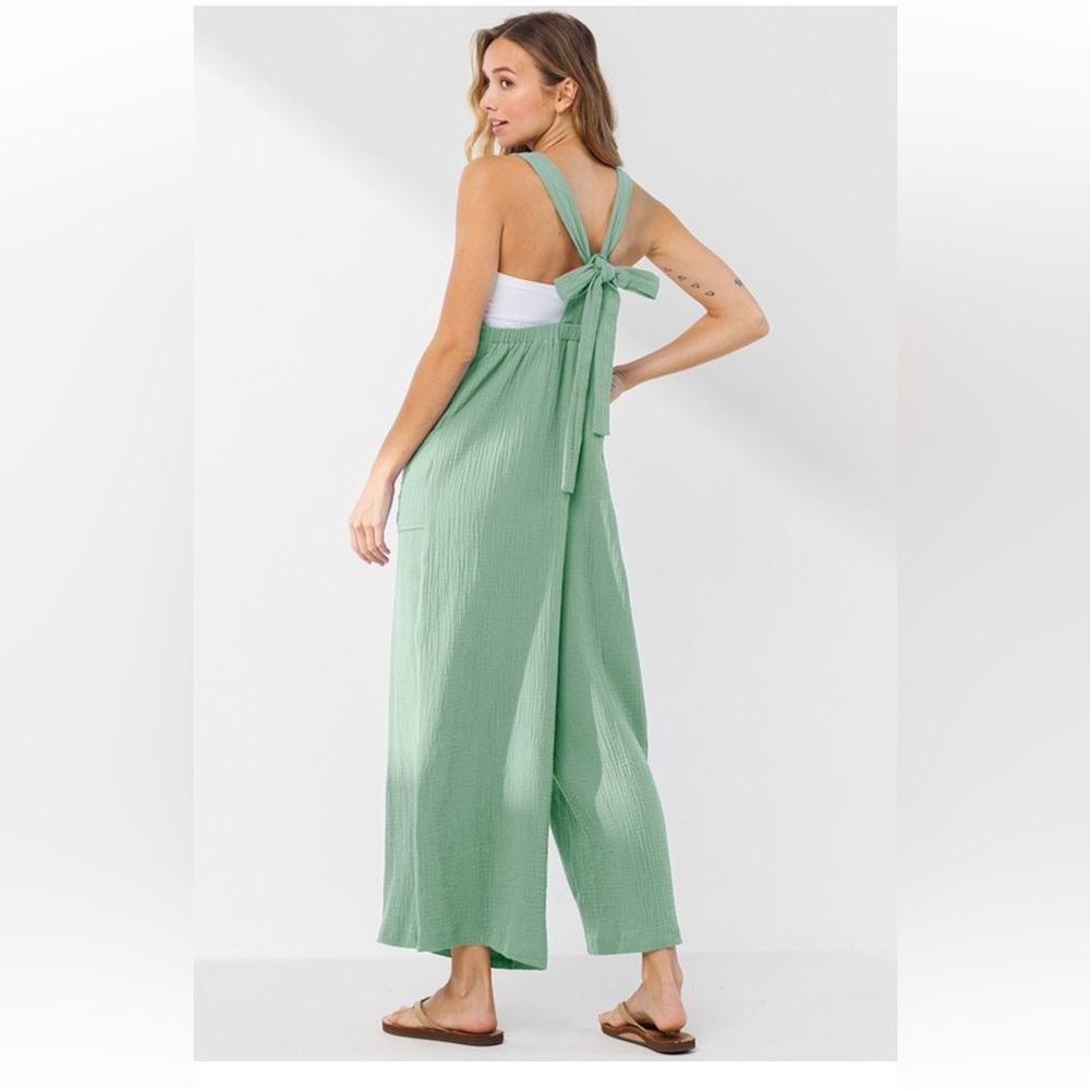 01 Cotton Gauze Angela Solid Fabulous Wide Leg Jumpsuit